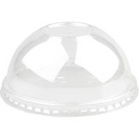 biopak pla dome lid with straw slot 90mm clear pack 50