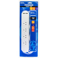moki powerboard 4 outlet with 2 usb ports 1m white