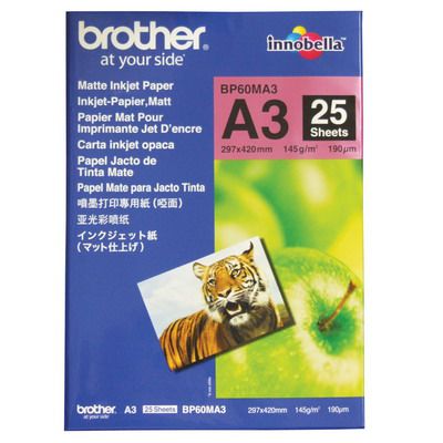 Image for BROTHER BP-60M PHOTO PAPER 145GSM A3 MATTE WHITE PACK 25 from Clipboard Stationers & Art Supplies