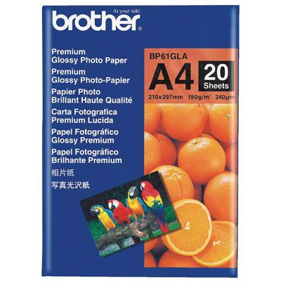 Image for BROTHER BP-61G GLOSSY PHOTO PAPER 190GSM A4 WHITE PACK 20 from ONET B2C Store