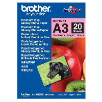 brother bp-71g premium plus glossy photo paper 260gsm a3 white pack 20
