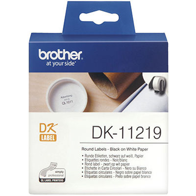 Image for BROTHER DK-11219 LABEL ROLL ROUND 12MM ROLL 1200 from Mitronics Corporation