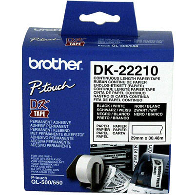 Image for BROTHER DK-22210 CONTINUOUS PAPER LABEL ROLL 29MM X 30.48M WHITE from ALLBIZ Office Supplies