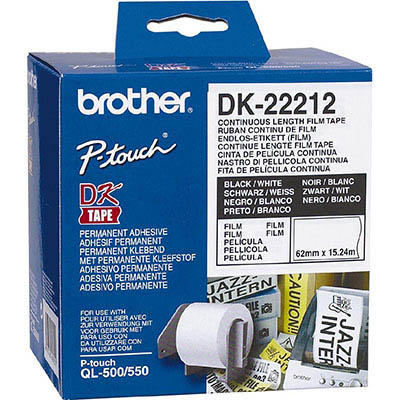 Image for BROTHER DK-22212 CONTINUOUS FILM LABEL ROLL 62MM X 15.24M WHITE from BusinessWorld Computer & Stationery Warehouse