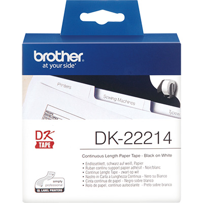 Image for BROTHER DK-22214 CONTINUOUS PAPER LABEL ROLL 12MM X 30.48M WHITE from Office Play