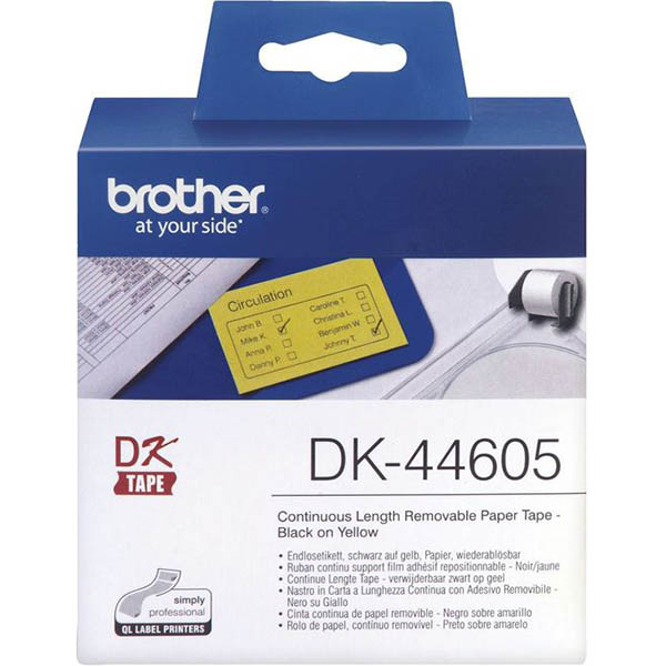 Image for BROTHER DK-44605 REMOVABLE CONTINUOUS PAPER LABEL ROLL 62MM X 30.48MM YELLOW from Mercury Business Supplies