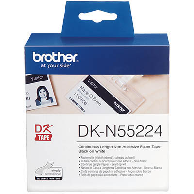 Image for BROTHER DK-N55224 NON-ADHESIVE CONTINUOUS PAPER ROLL 54MM X 30.48MM WHITE from York Stationers