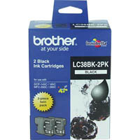 brother lc38bk2pk ink cartridge black pack 2