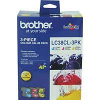 brother lc38cl3pk ink cartridge value pack cyan/magenta/yellow