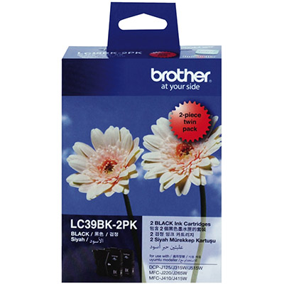 Image for BROTHER LC39BK2PK INK CARTRIDGE BLACK PACK 2 from BusinessWorld Computer & Stationery Warehouse