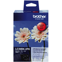 brother lc39bk2pk ink cartridge black pack 2