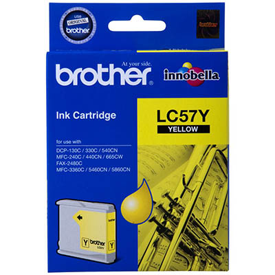 Image for BROTHER LC57Y INK CARTRIDGE YELLOW from Clipboard Stationers & Art Supplies