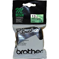 brother m-731 non laminated labelling tape 12mm black on green