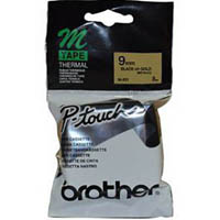 brother m-821 non laminated labelling tape 9mm black on gold