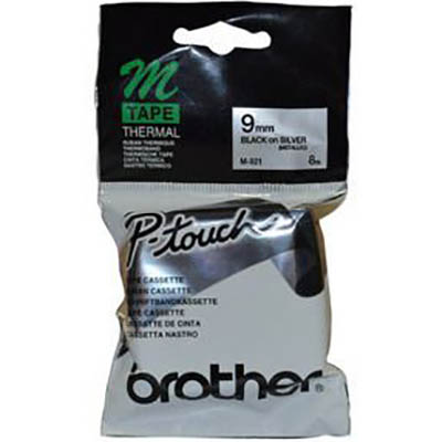 Image for BROTHER M-921 NON LAMINATED LABELLING TAPE 9MM BLACK ON SILVER from Australian Stationery Supplies
