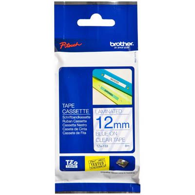 Image for BROTHER TZE-133 LAMINATED LABELLING TAPE 12MM BLUE ON CLEAR from Challenge Office Supplies