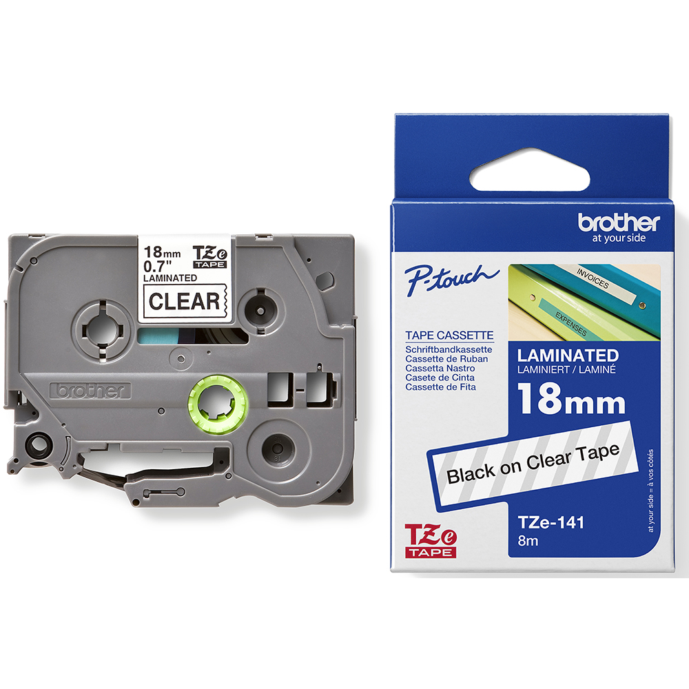 BROTHER TZE-141 LAMINATED LABELLING TAPE 18MM BLACK ON CLEAR |  | 7002351i