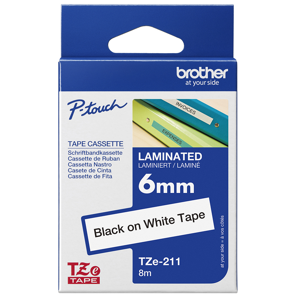 BROTHER TZE-211 LAMINATED LABELLING TAPE 6MM BLACK ON WHITE |  | 7011219i