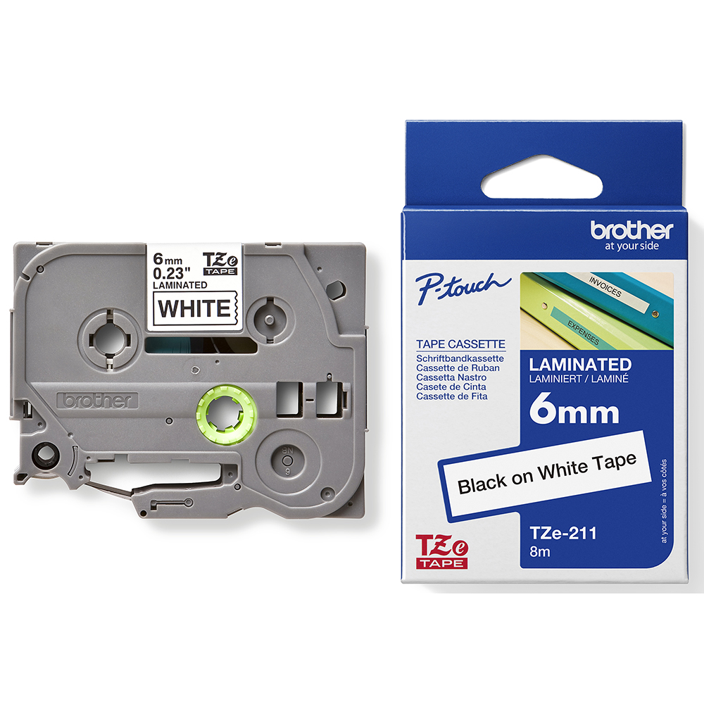 BROTHER TZE-211 LAMINATED LABELLING TAPE 6MM BLACK ON WHITE |  | 7011219i
