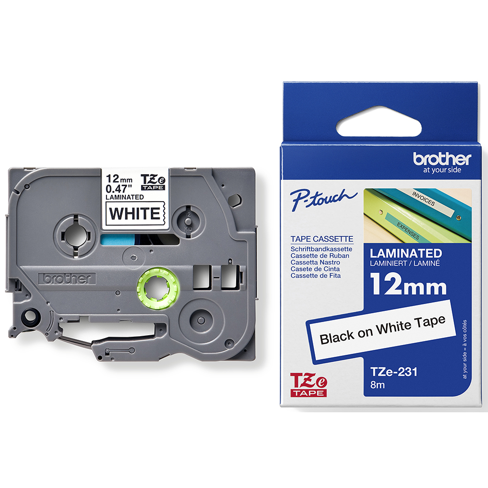 BROTHER TZE-231 LAMINATED LABELLING TAPE 12MM BLACK ON WHITE |  | 7004959i