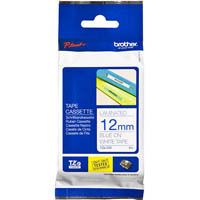 brother tze-233 laminated labelling tape 12mm blue on white