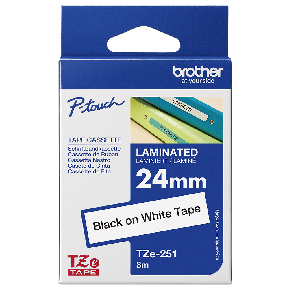 BROTHER TZE-251 LAMINATED LABELLING TAPE 24MM BLACK ON WHITE |  | 7006032i