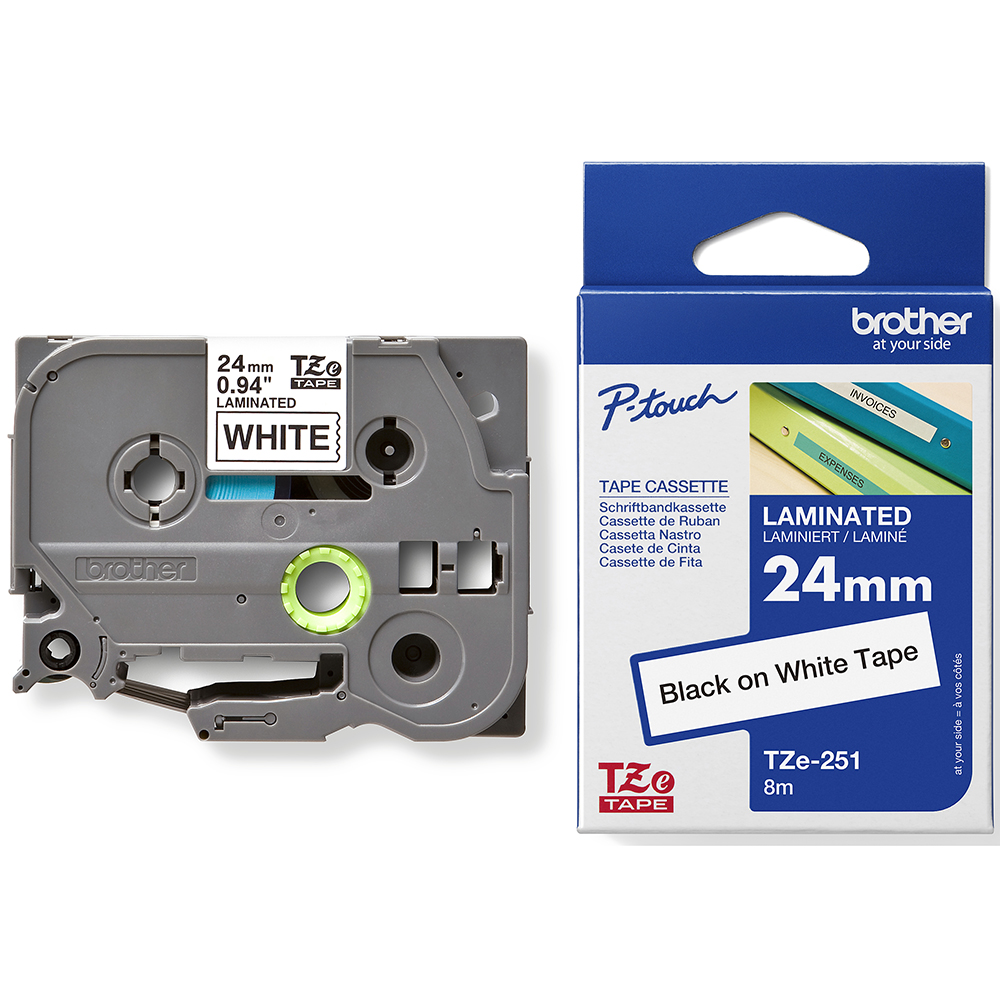 BROTHER TZE-251 LAMINATED LABELLING TAPE 24MM BLACK ON WHITE |  | 7006032i