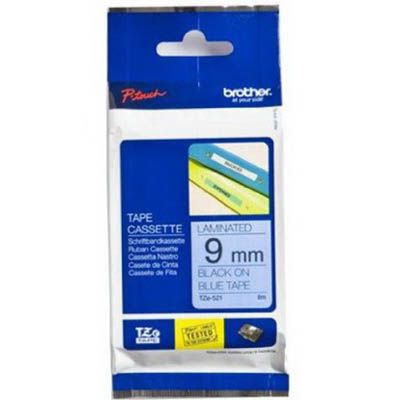 Image for BROTHER TZE-521 LAMINATED LABELLING TAPE 9MM BLACK ON BLUE from Prime Office Supplies
