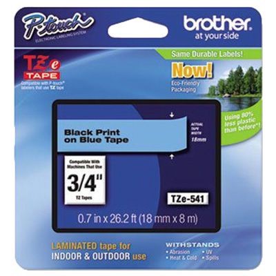 Image for BROTHER TZE-541 LAMINATED LABELLING TAPE 18MM BLACK ON BLUE from Mitronics Corporation
