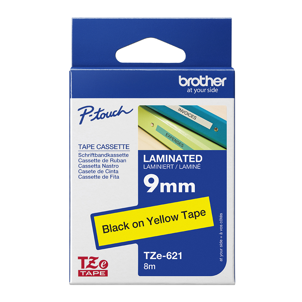 BROTHER TZE-621 LAMINATED LABELLING TAPE 9MM BLACK ON YELLOW |  | 7005404i