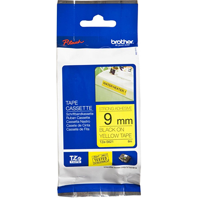 Image for BROTHER TZE-621 LAMINATED LABELLING TAPE 9MM BLACK ON YELLOW from Prime Office Supplies