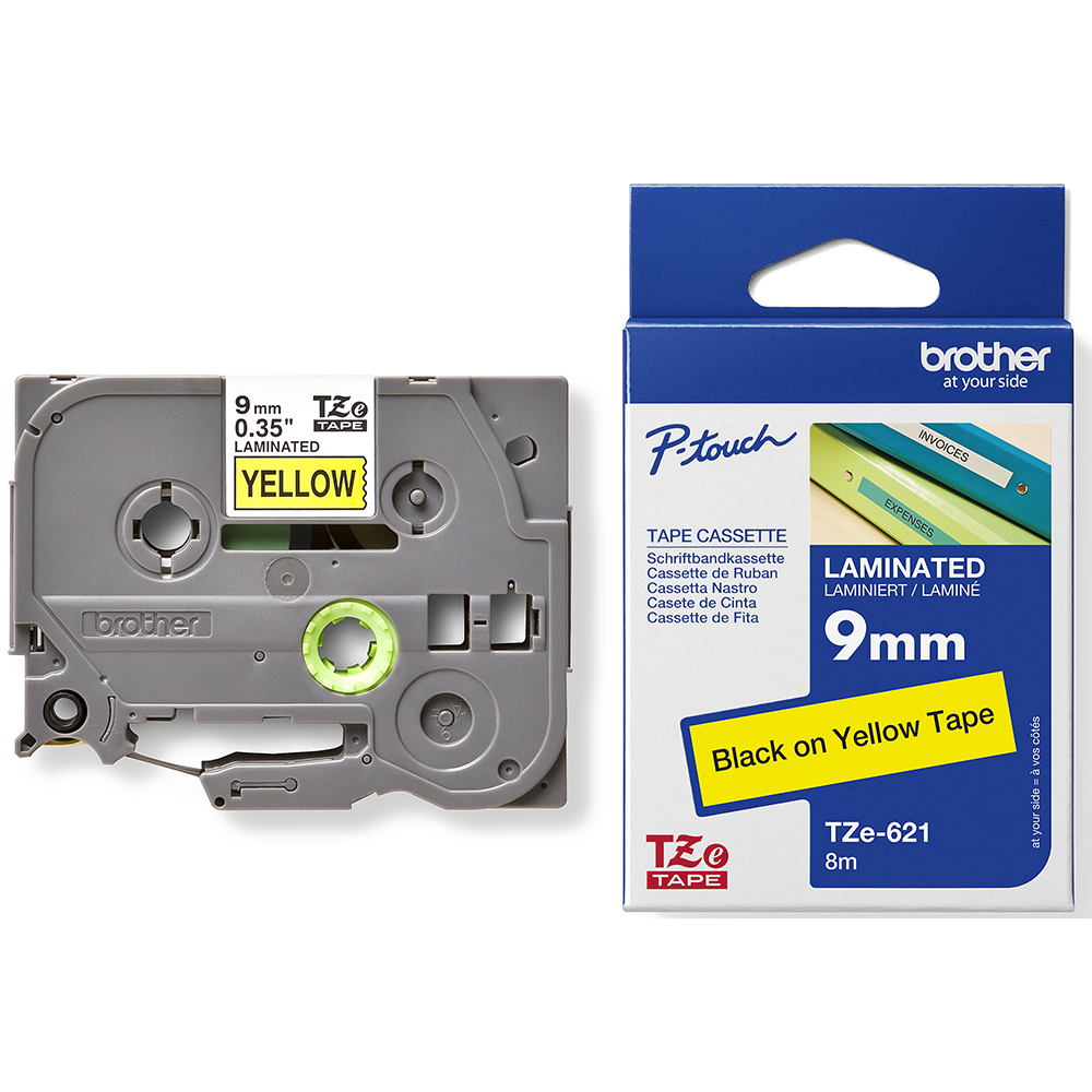 BROTHER TZE-621 LAMINATED LABELLING TAPE 9MM BLACK ON YELLOW |  | 7005404i