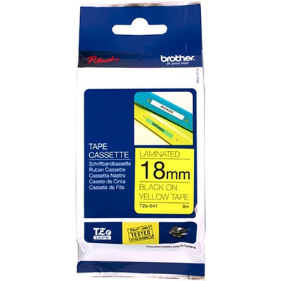 Image for BROTHER TZE-641 LAMINATED LABELLING TAPE 18MM BLACK ON YELLOW from Olympia Office Products
