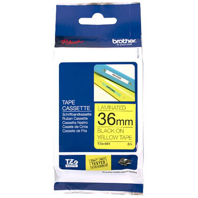 Image for BROTHER TZE-661 LAMINATED LABELLING TAPE 36MM BLACK ON YELLOW from Challenge Office Supplies