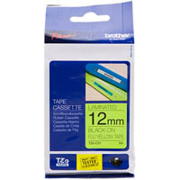 brother tze-c31 laminated labelling tape 12mm black on fluro yellow