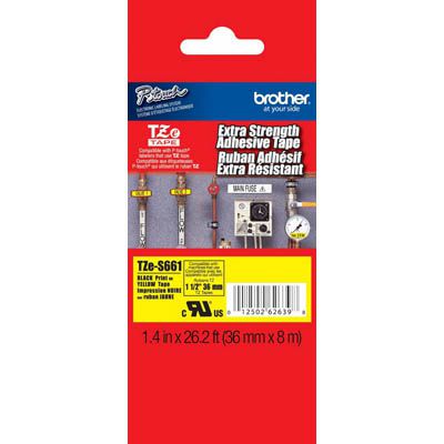 Image for BROTHER TZE-S661 STRONG ADHESIVE LABELLING TAPE 36MM BLACK ON YELLOW from That Office Place PICTON
