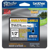 brother tze-fx231 flexible labelling tape 12mm black on white