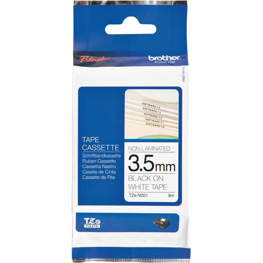 Image for BROTHER TZE-N201 LABELLING TAPE 3.5MM BLACK ON WHITE from Prime Office Supplies