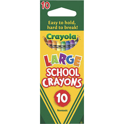Image for CRAYOLA LARGE SCHOOL CRAYONS ASSORTED PACK 10 from Prime Office Supplies