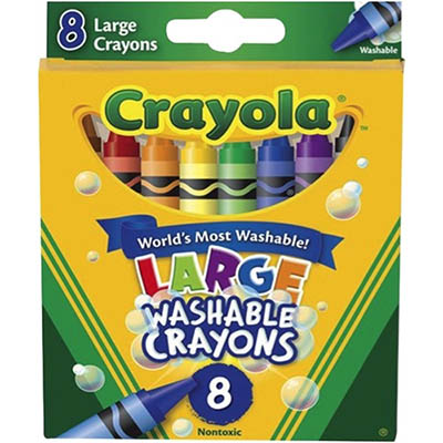 Image for CRAYOLA WASHABLE CRAYONS LARGE ASSORTED PACK 8 from Clipboard Stationers & Art Supplies