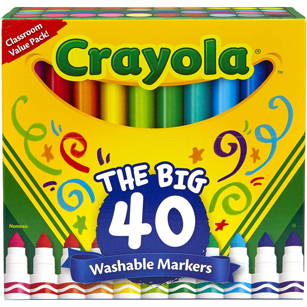 Image for CRAYOLA THE BIG 40 WASHABLE MARKERS ASSORTED PACK 40 from Prime Office Supplies
