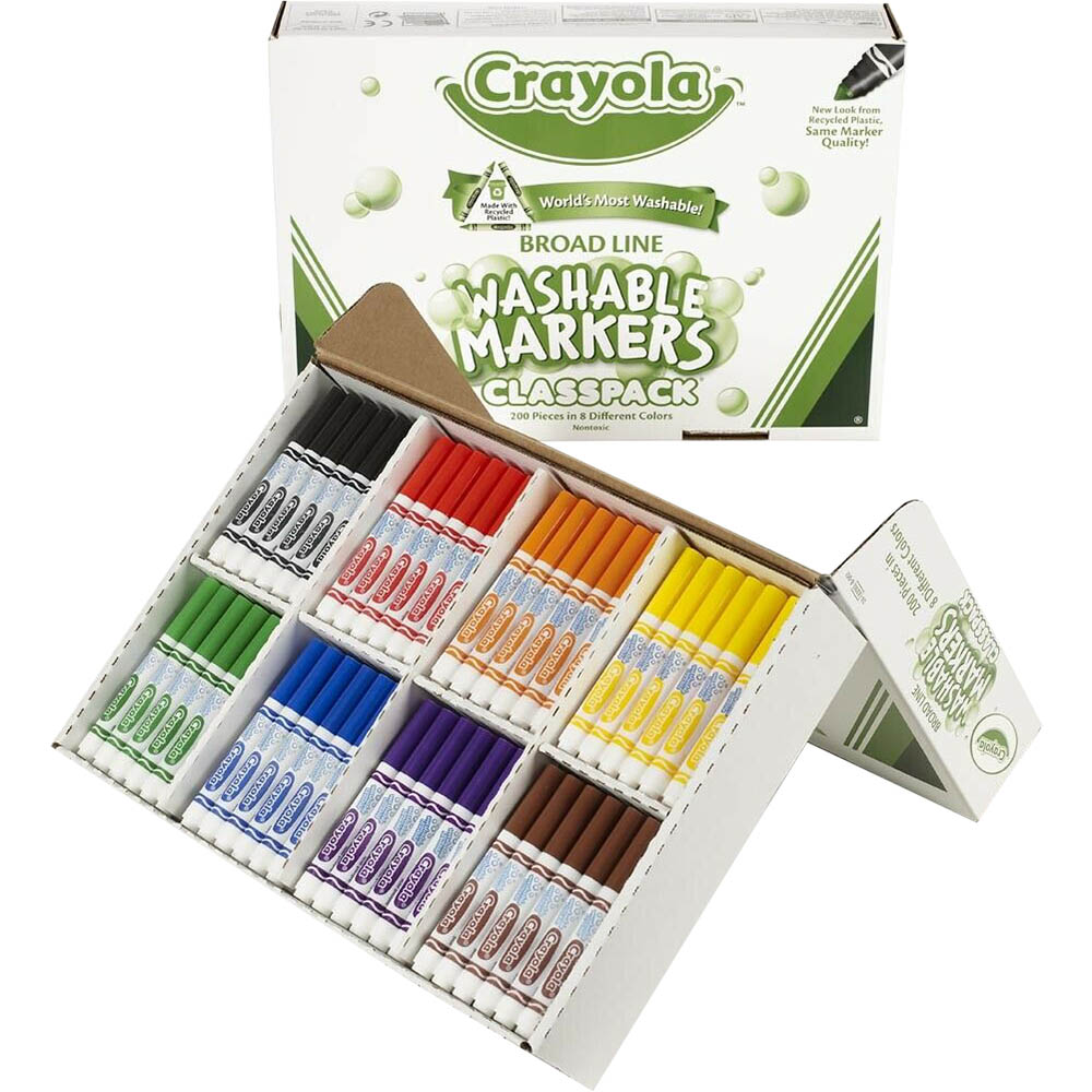 Image for CRAYOLA WASHABLE MARKERS CLASSIC ASSORTED CLASSPACK 200 from Australian Stationery Supplies