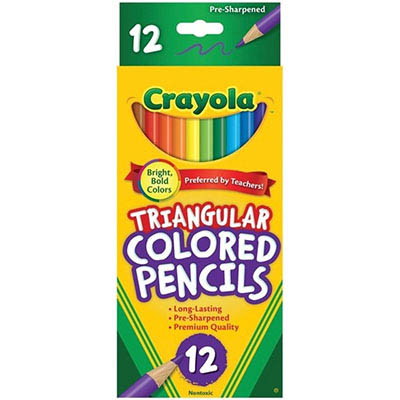 Image for CRAYOLA TRIANGULAR COLOURED PENCILS 3.3MM ASSORTED PACK 12 from Australian Stationery Supplies