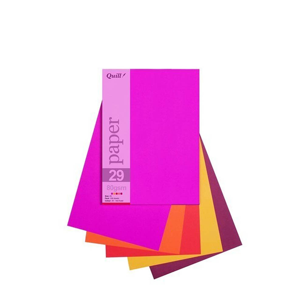 Image for QUILL COLOURED PAPER 80GSM A5 HOT ASSORTED PACK 250 from Office Heaven