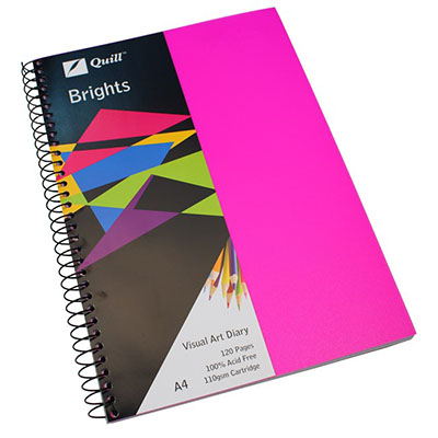 Image for QUILL VISUAL ART DIARY 110GSM 120 PAGE A4 PP CERISE PINK from Memo Office and Art