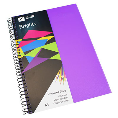 Image for QUILL VISUAL ART DIARY 110GSM 120 PAGE A4 PP DARK PURPLE from Australian Stationery Supplies