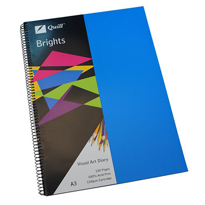 Image for QUILL VISUAL ART DIARY 110GSM 120 PAGE A3 PP MARINE BLUE from Clipboard Stationers & Art Supplies