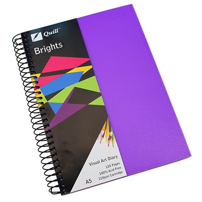 Image for QUILL VISUAL ART DIARY 110GSM 120 PAGE A5 PP DARK PURPLE from Prime Office Supplies