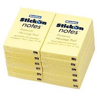 stick-on notes 100 sheets 50 x 76mm yellow pack 12