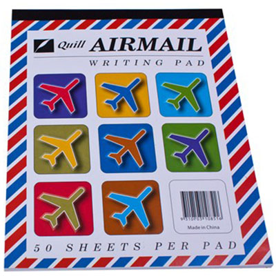 Image for QUILL RULED AIRMAIL WRITING PAD 50 LEAF 185 X 150MM WHITE from Mitronics Corporation